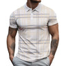 2023 New Men's Button Polo Shirt Fashion Line Checker 3D Print High Quality Summer Casual Short Sleeve Street Breathable T-shirt