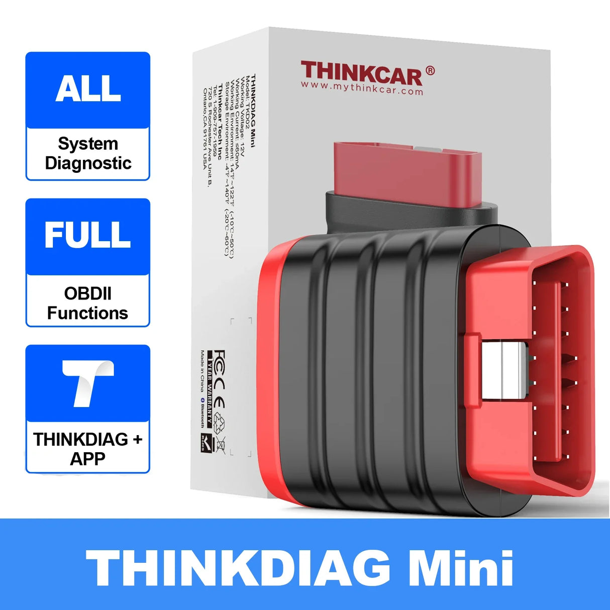 THINKCAR THINKDIAG Mini obd2 Bluetooth Scanner All Cars Full System Diagnose Lifetime Free Auto Diagnostic Tool Read/Clear Error