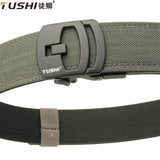 TUSHI New Military New Belt For Men Sturdy Nylon Metal Automatic Buckle Police Gun Belt Tactical Outdoor Girdle IPSC Accessories