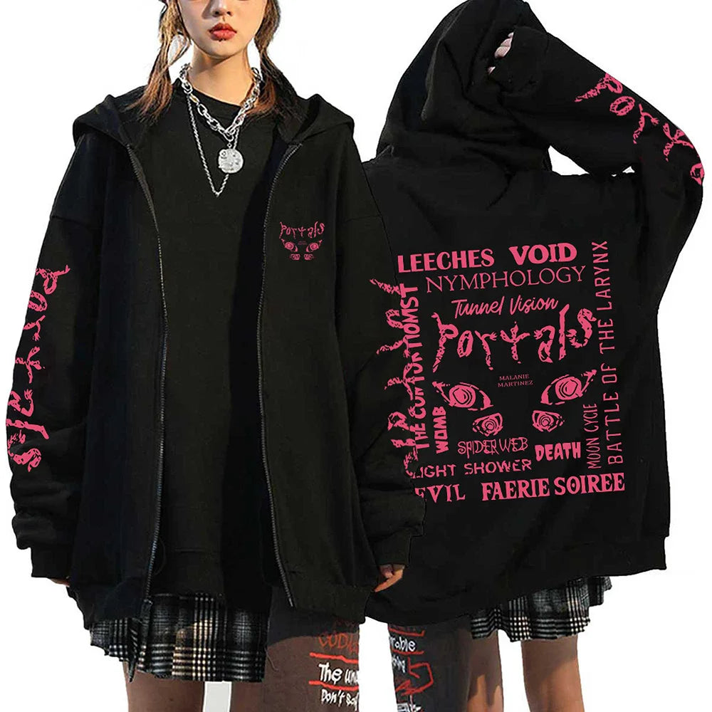 Melanie Martinez Portals Tour Zipper Hoodies Harajuku Casual Hooded Sweatshirts Hip Hop Streetwear Men's Zip Up Jacket Y2K Coats