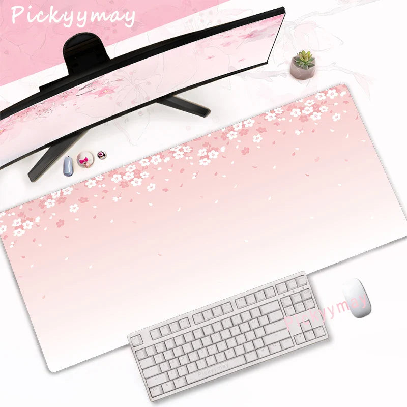 Pink Cherry Blossoms Mousepad Home Computer Table Large Pc Mouse Pad Art Sakura Keyboard Mause Rug Desk Mat Office Accessories