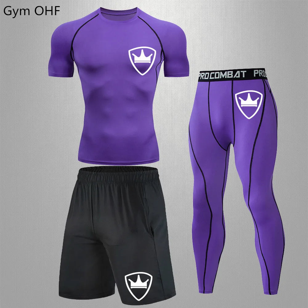 MMA rashgard Men's Sports Suit male Quick drying Sportswear Compression Clothing Fitness Training kit Thermal Underwear legging