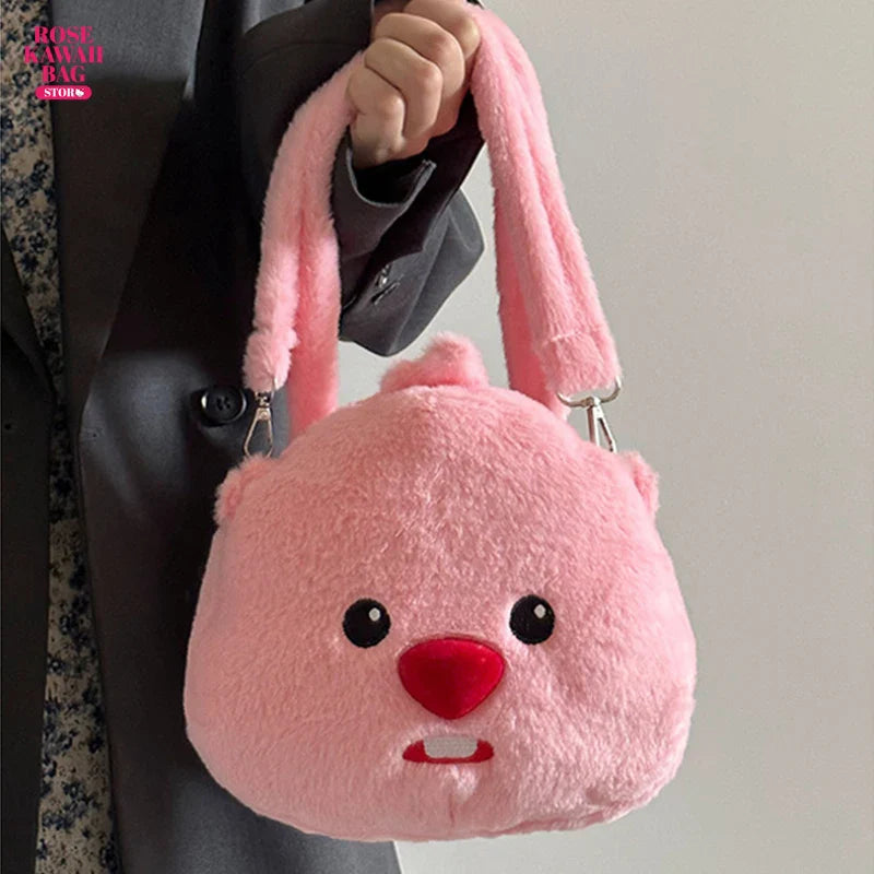 Kawaii Loopy Plush Bag Cute Soft Plush Handbag Cute Cartoon Large Capacity Shoulder Storage Bag Loopy Handbag Gift for Children