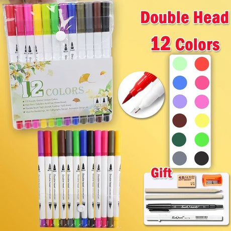 168 Color Marker Pen Set Manga Double-Headed Comic Highlighter Art Painting Drawing Sketch Graffiti Watercolor Stationery