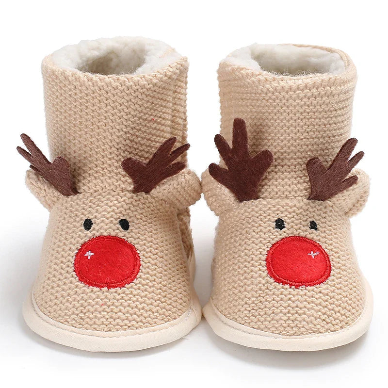 New year Christmas Newborn Baby Shoes Boys Girls Toddler First Walkers Soft Bottom Infant Flats Warm Snow Boots 0-18Months