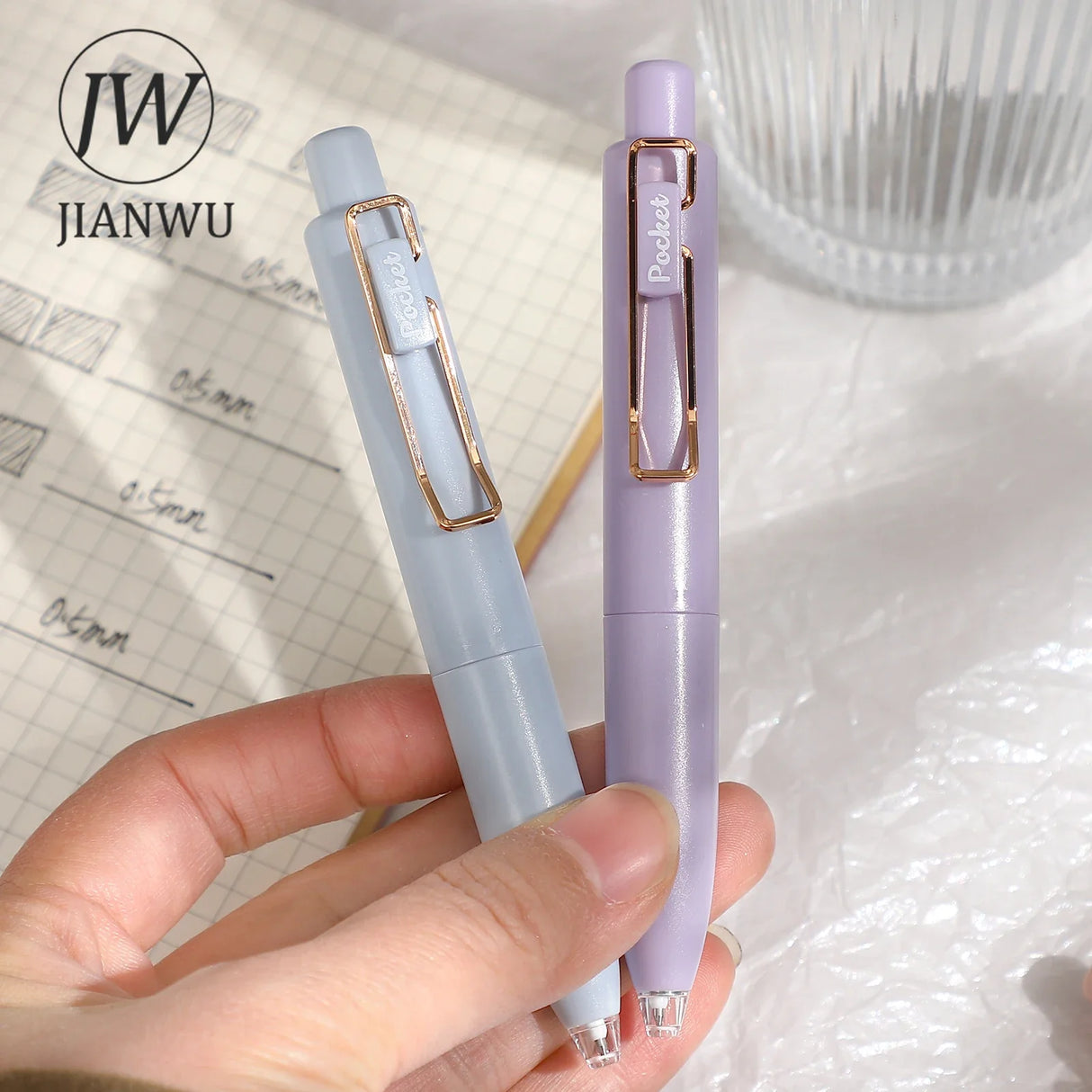 JIANWU 5 Pcs/set Kawaii 0.5mm Black Pangdundun Pocket Press Gel Pen Set Smooth Writing Creative DIY Student Supplies Stationery