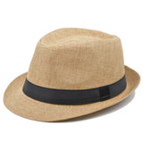 Men Women Straw Fedora Hat Trilby Cuban Sun Cap Panama Short Brim Floral Summer Beach Sun Hat All-Match Vacation Bucket Hat