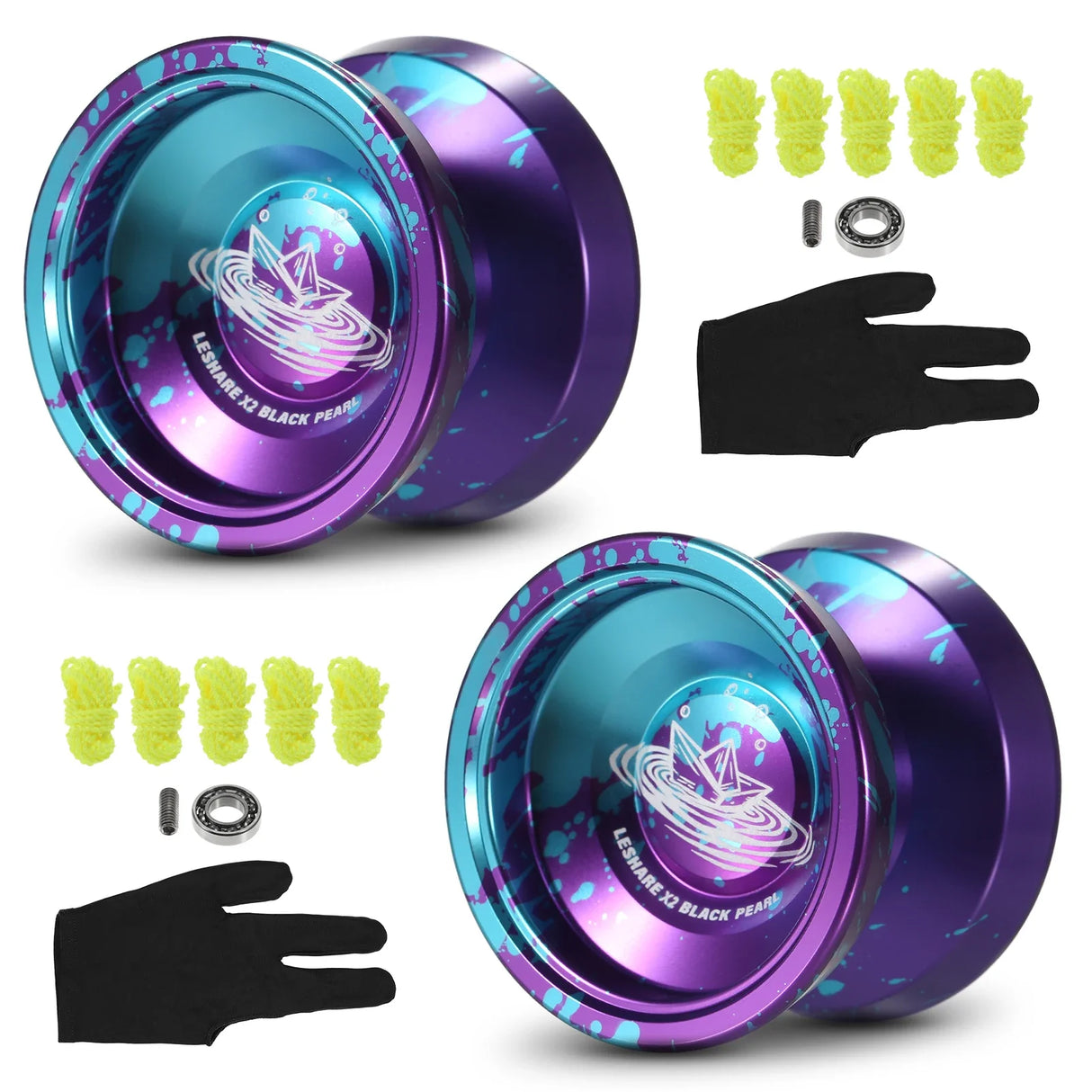 LESHARE Yoyo Ball Aluminum String Trick YoYo Balls Competitive Yo Yo Gift with Bearing Strings and Gloves Classic Toys