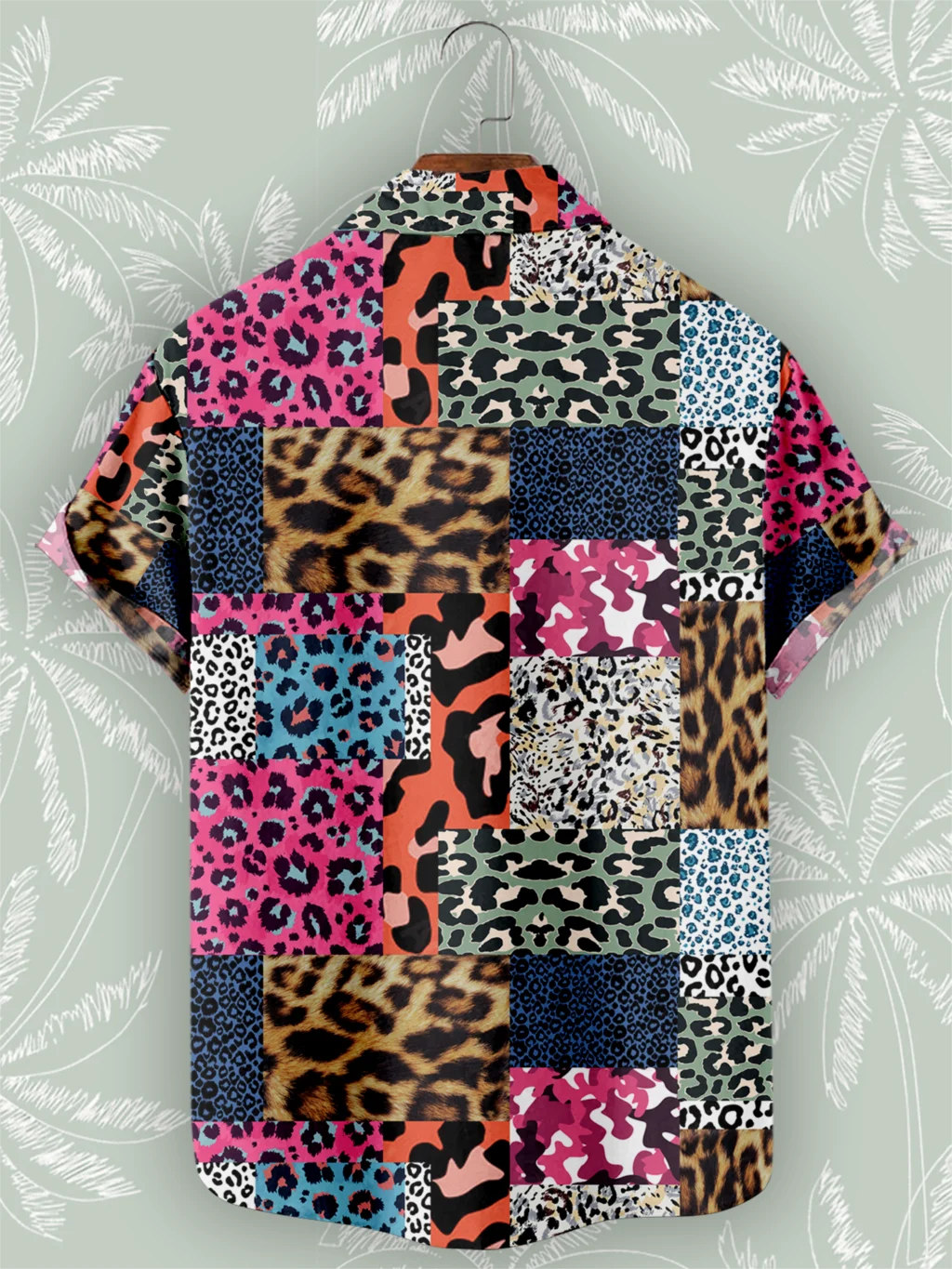 Leopard Patchwork Hawaiian Beach Shirt Summer Fashion 2023 Street Style Short Sleeve Oversized Shirts for Men Casual Ropa Hombre