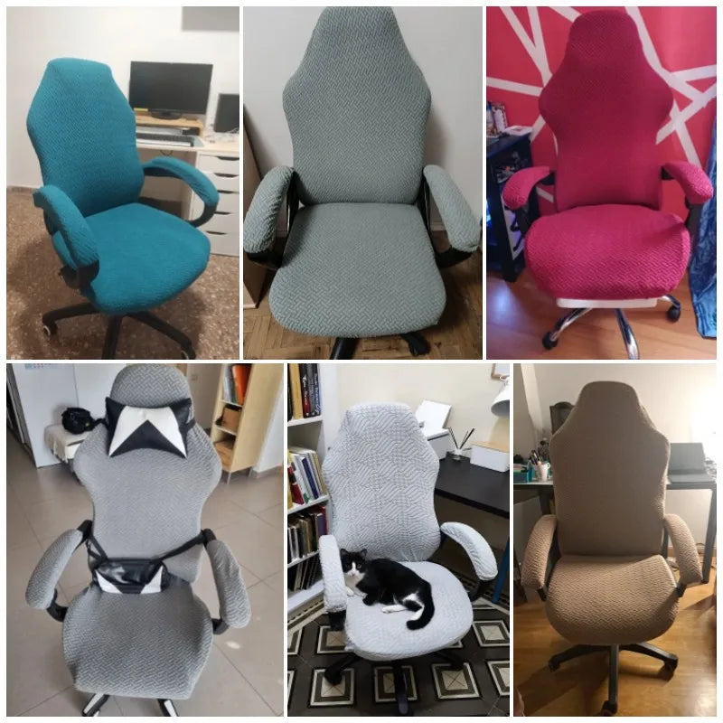 1 Set Spandex Office Chair Cover Elastic Gaming Chair Covers Jacquard Computer Chairs Slipcover Seat Case for Armchair Protector