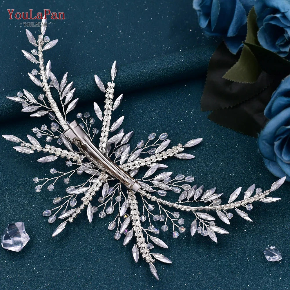 YouLaPan Bridal Hair Clip Wedding Headwear Women Clip Handmade Hair Accessories Bridal Headpiece Banquet Party Jewelry HP287