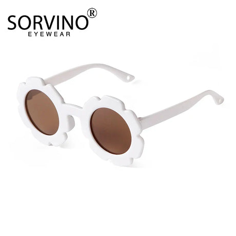 SORVINO Vintage Kids Sunglasses Child Sun Glasses Round Flower Baby Children UV400 Polarized Sunglasses Girls Boys Party Shades