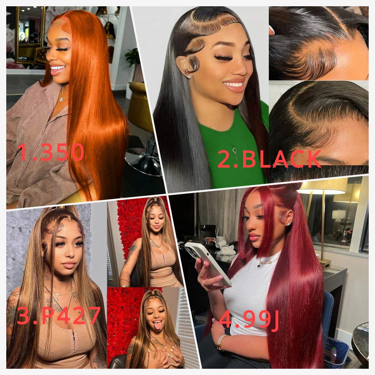 Remy 200 Density Transparent 13x6 HD Lace Frontal Wig Straight Lace Front Wigs Human Hair Ginger Orange Black Wig Witout Glue