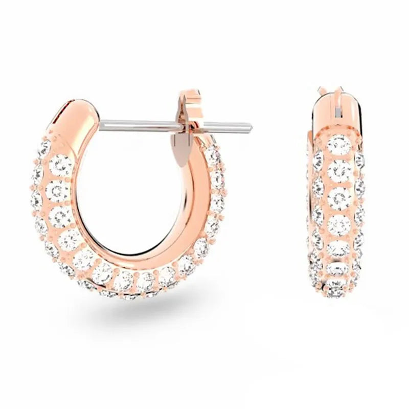 Original Hoop Earrings 2024 Lucent Fine Jewelry Charming Pink Blue Austrian Crystal Fashion SW Romantic Gift For Women With Logo