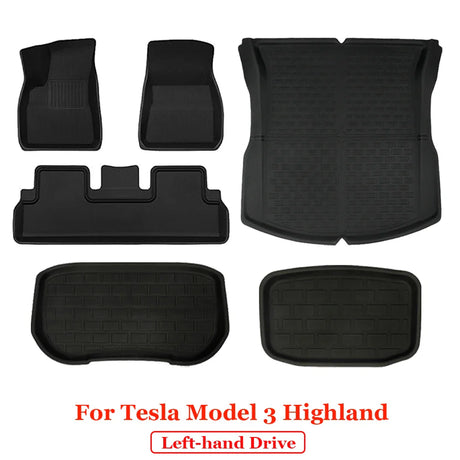 For New Tesla Model 3 Highland 2023 2024 All Weather XPE Floor Mats Trunk Mat Waterproof Front Rear Trunk Liner Accessories