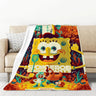 S-SpongeBobs Cartoon Sofa Blankets & Throws Fluffy Soft Blankets for Bed Child Blanket Furry Throw Double Decorative Anime Kid's