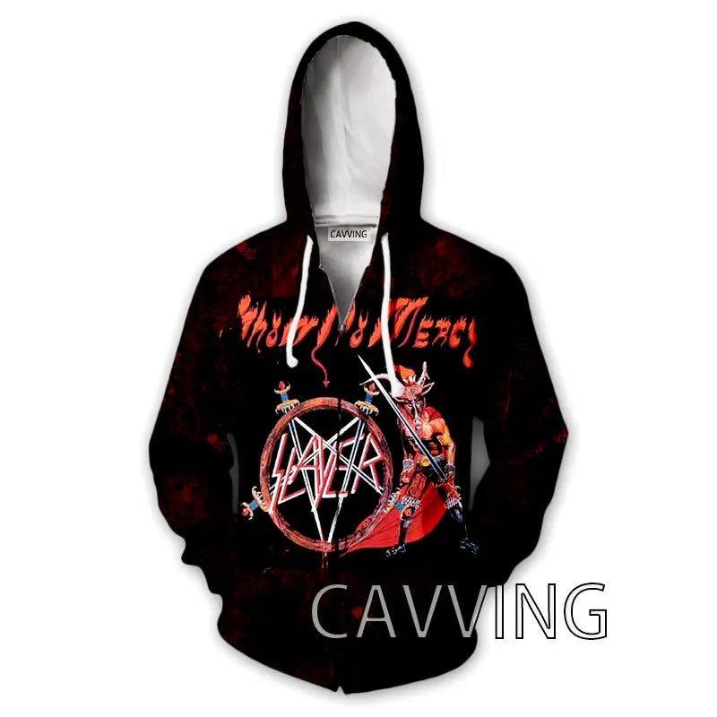 New Fashion 3D Print  SLAYER ROCK  Zipper Hoodies Zip Up Hooded Sweatshirts Harajuku Hoodie Hip Hop Sweatshirts