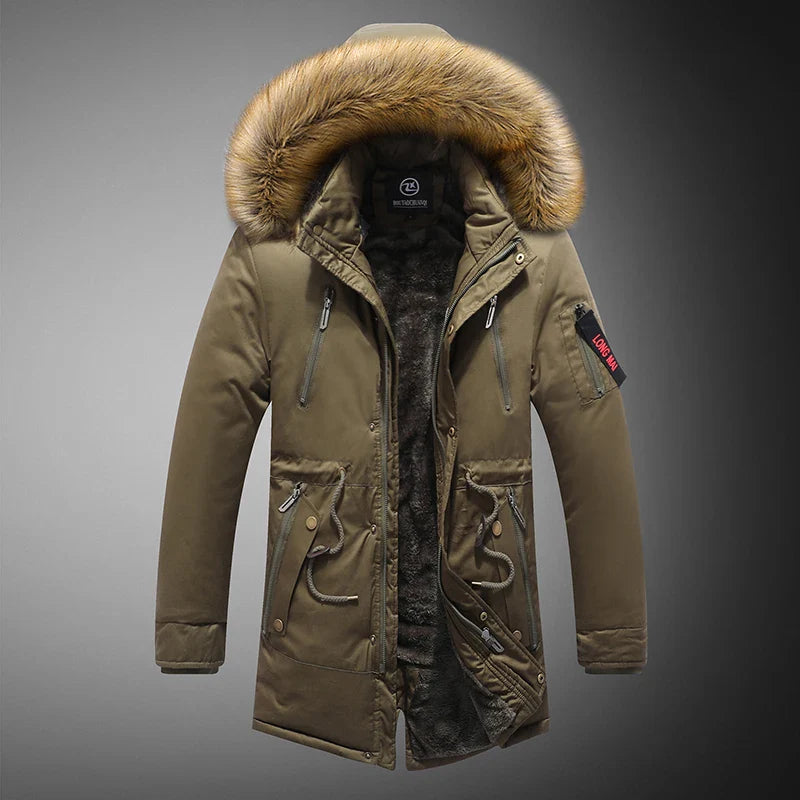 Long Winter Jacket Men Warm Wool Liner Man Jackets Coats Outwear Snow Windbreaker Male Parka Overcoats Fur Collar Hooded Men New