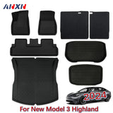 For New Tesla Model 3 Highland 2023 2024 All Weather XPE Floor Mats Trunk Mat Waterproof Front Rear Trunk Liner Accessories