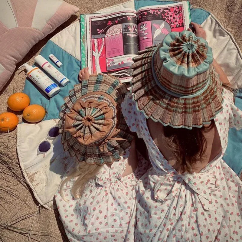 Factory Direct Sales Lorna Style Child Aldult Foldable Straw Bucket Hats Handmade Girls Baby Summer Beach Caps New Arrival