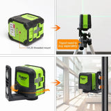 Huepar 2 Lines Laser Level Self Levelling ( 4 degrees) Green Red Beam Laser Horizontal & Vertical Cross-Line with Magnetic Base