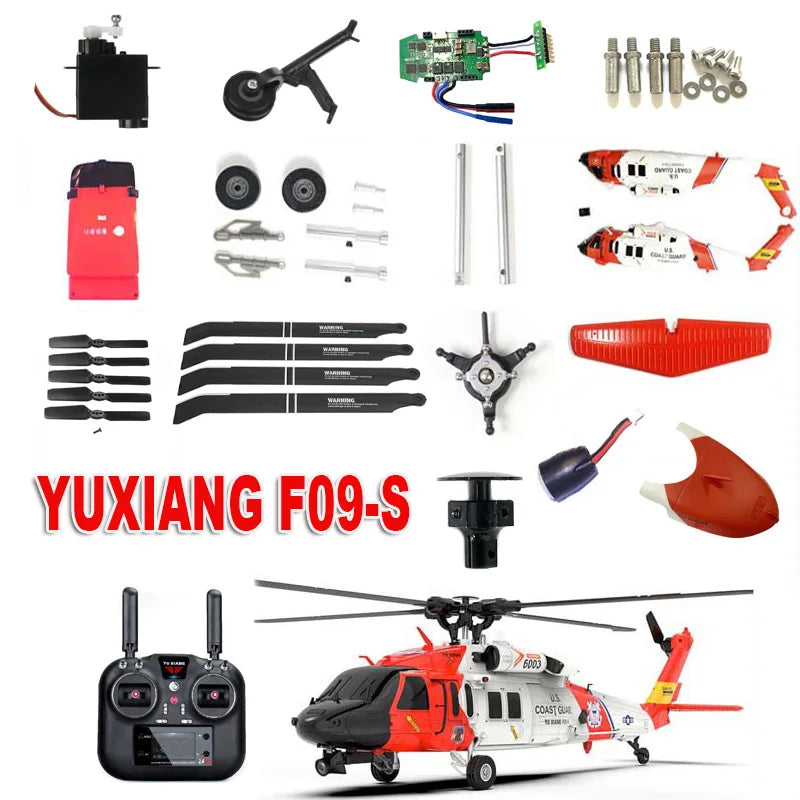 YXZNRC   F09 F09S F09-S Helicopter UH60-Black Hawk Accessories Body Battery Blade Nose Landing Gear Parts