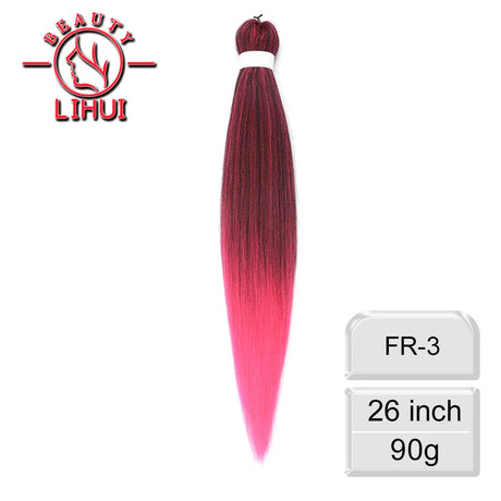 Braiding Hair Pre-stretched Synthetic Jumbo Braiding Hair Extensions 26Inch 90G Red Pink Kanekalon Hair for Afro Crochet Braids