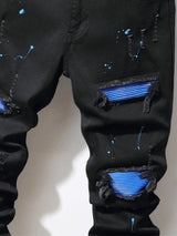 2022 Men's Jeans Cool Ripped Skinny Trousers Stretch Slim Denim Pants Large Size Hip Hop Black Blue Casual Jogging Jeans for Men