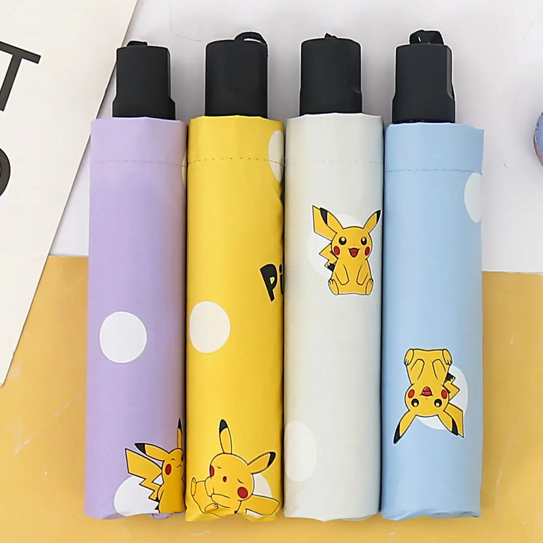 Keeppley Pokemon Animation Derivatives Fully Automatic Folding Umbrella Pokemon Black Coating Anti-UV Sun Umbrellas Rain Proof