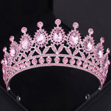 Pink Crystal Tiaras And Crowns Rhinestone Prom Diadem Crown For Women Bridal Wedding Hair Accessories Jewelry Crown Tiara Gift