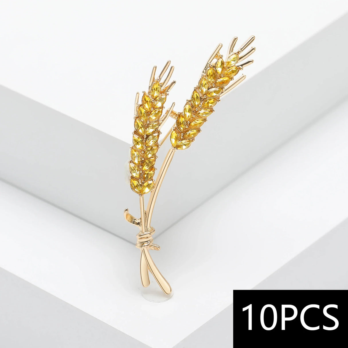 Beaut&Berry 10pcs Women Rhinestone Ear of Wheat Brooches Plant Pins 5-color Unisex Office Party Casual Accessories Gifts