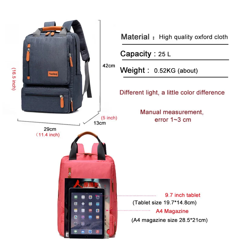 JBTP Casual Business Men Computer Backpack Light 15 inch Laptop Bag Waterproof Oxford cloth Lady Anti-theft Travel Backpack Gray