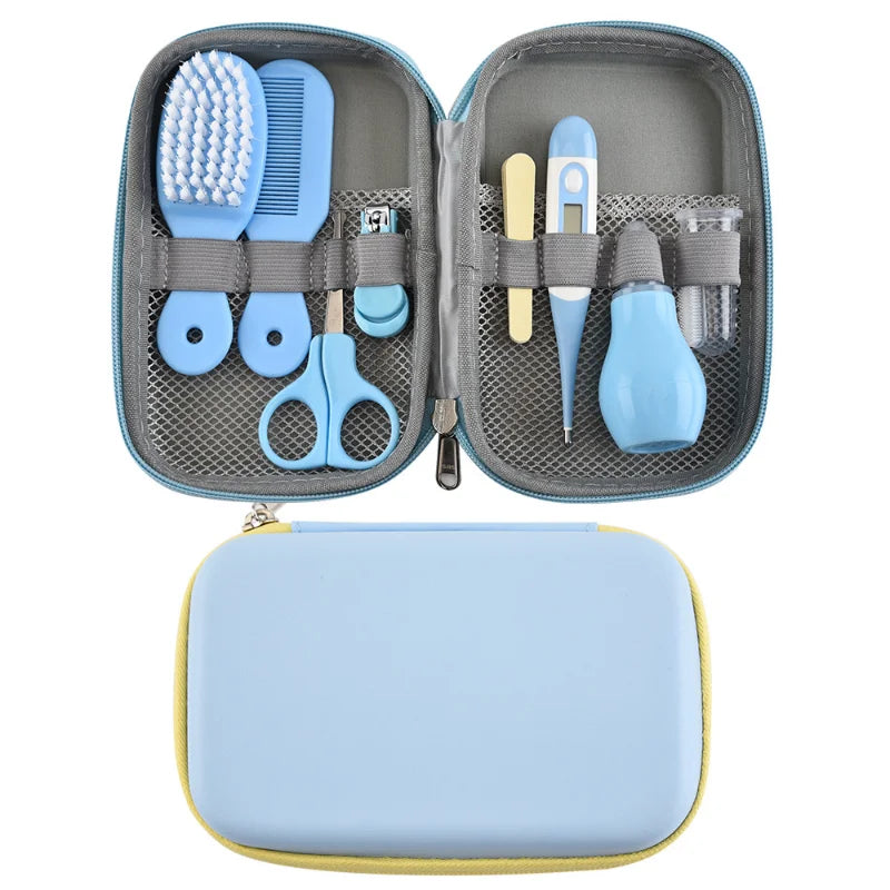 13pcs Baby Multifunctional Cute Newborn Baby Nail Clippers 8 8-piece Comb Nose Inhaler EVA Package Care Set  Coisas Para Bebê