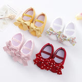 0~18M Cute Bowknot Newborn Baby Shoes Headband Set Anti Slip Toddler Infant First Walker Baby Girls Newborn Soft Sole Pink Shoes