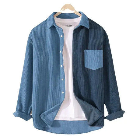 Spring Autumn Cargo Corduroy Men Long Sleeve Casual Pocket Patchwork Men's Shirts High Quality Overshirt Blouses Male Clothing