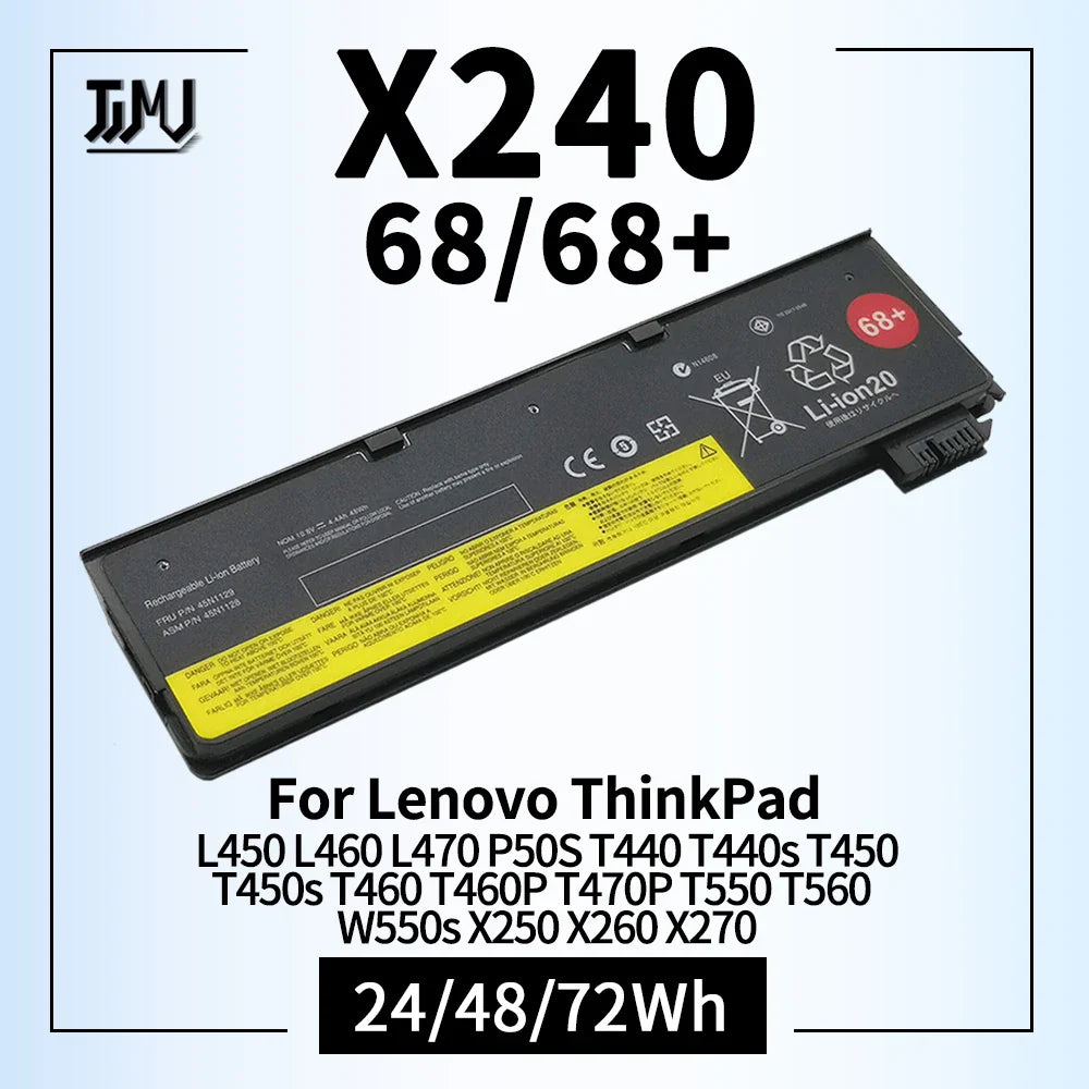 X240 Laptop Battery for Lenovo ThinkPad L450 L460 L470 P50S T440s T450 T460 T470P T550 T560 W550s X260 X270 45N1125 45N1128 68+