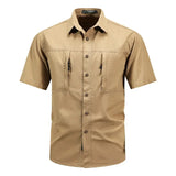 Men's Tactical Short-sleeved Shirt Summer New Outdoor Multi-pocket Quick-drying Military Cargo Shirt Hiking Fishing Work T-shirt