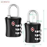 ORIA TSA Approved Luggage Padlocks 3-Digit Combination Travel Lock with Flexible Cable for Suitcase Backpack Laptop Bag Case