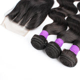 Body Wave 3 Bundles With 4x4 Lace Closure 200g/lot Natural Color Remy Indian Human Hair Extension 4*4 Swiss Lace Closures