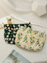 New Arrival Embroidery Aaisies Flower Makeup Bag Women's Art Simple Portable  Large Capacity Storage Case