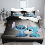 Stitch Bedding Set Cute Printed Cartoon Quilt Cover Duvet Cover Comforter Sets King Size 100% Polyester