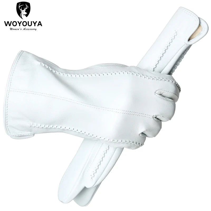 Touch Screen leather gloves,high-end leather gloves women,Genuine Leather winter gloves,Keep warm women's leather gloves-2226