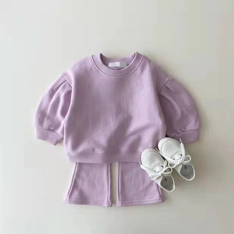 Girls Clothes Sets Korean Children Spring Autumn Sweatshirt Top+Flare Pant Suit Tracksuit Baby Clothing Boys Loungewear Outfits