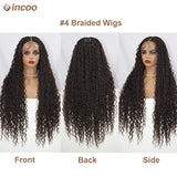 Boho Box Braid Wigs 613 Blonde 32 Inch Synthetic Full Lace Front Braided Wigs Knotless Cornrow Braids Curly Lace Wigs For Women