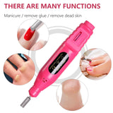 HALAIMAN USB Nail Drill Manicure Set Electric Nail Sander Gel Polish Remover Tools Milling Cutter For Manicure Nails Accessories