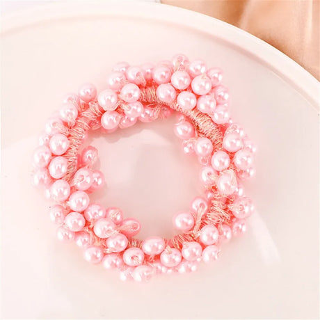 1pc Women Crystal Pearls Hair Rope Handmade Elastic Beaded Ponytail Holders Hair Ties For Women And Girls Hair Accessories