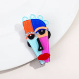 FishSheep Abstract Acrylic Geometric Face Figure Brooches for Women Handmade Big Multicolor Irregular Feature Brooch Pins Gifts