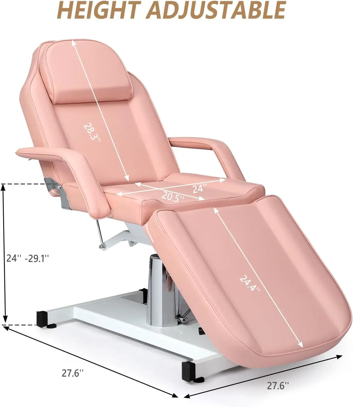 OmySalon Hydraulic Facial Bed Massage Table, Multi-Purpose 3-Section Tattoo Chair Esthetician Bed, Adjustable Beauty Salon Spa E