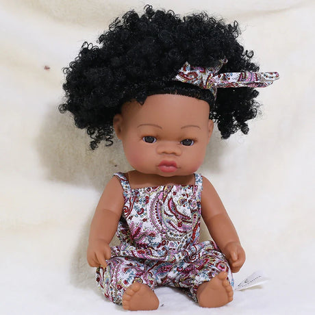 35cm Newborn Reborn African Doll Baby Simulation Soft Vinyl Children Lifelike Toys Christmas Birthday Toys Dolls for Babies