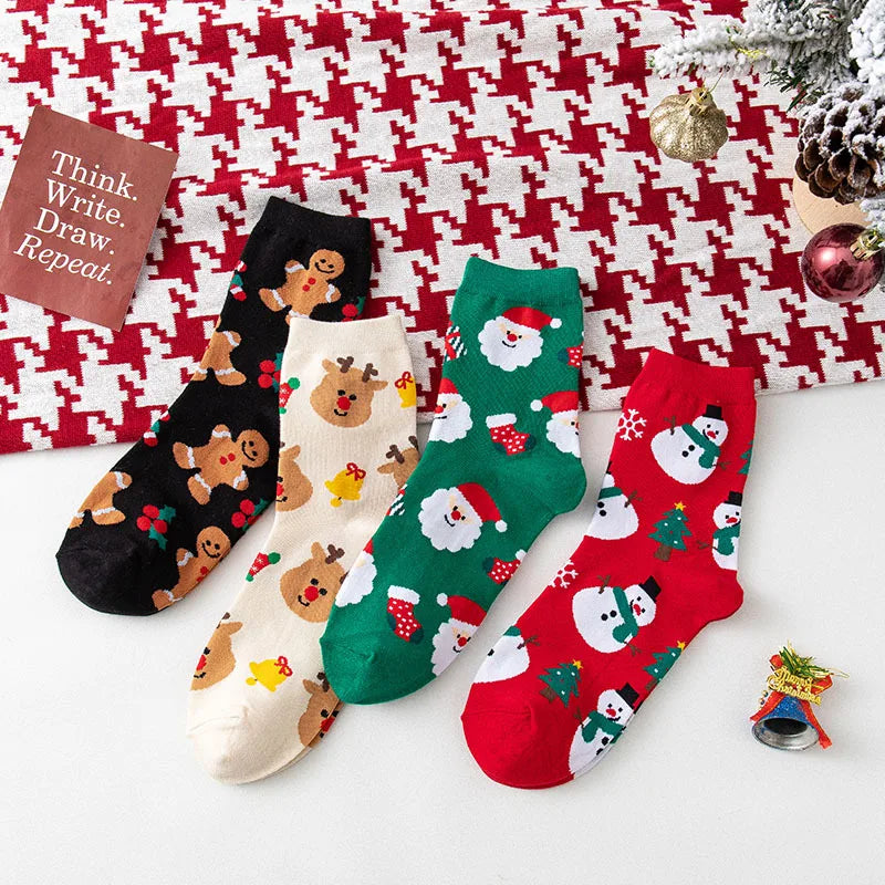 4 Pairs/Lot Children Girls Socks Christmas Socks For Kids Cotton 2-12Years Comfortable Toddler Leg Warmers Boys Long Socks